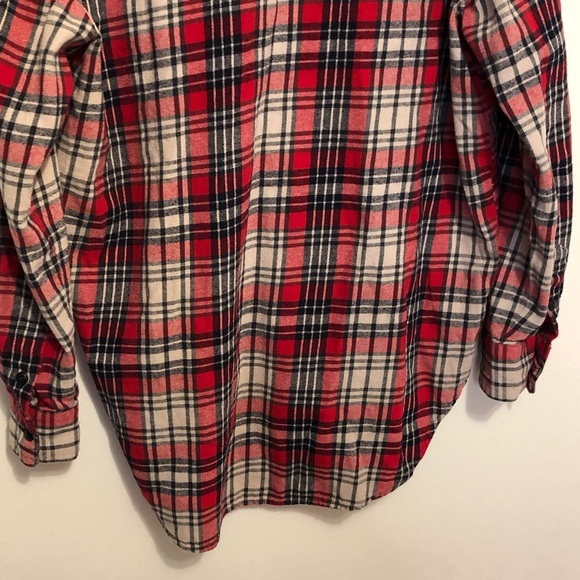 Madewell Red Oversized Ex Boyfriend Plaid Flannel Button Down Shirt Size XS - Picture 11 of 14